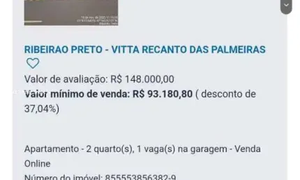 Apartamento para venda em ribeirão preto, jardim diva tarlá de carvalho, 2 dormitórios, 1 banheiro, 1 vaga