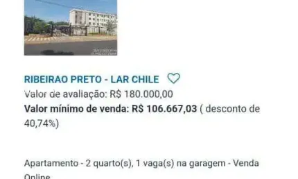 Apartamento para Venda em Ribeirão Preto, Conjunto Habitacional Jardim das Palmeiras, 2 dormitórios, 1 banheiro, 1 vaga