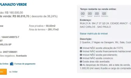 Apartamento para Venda em São Carlos, Cidade Aracy, 2 dormitórios, 1 banheiro, 2 vagas