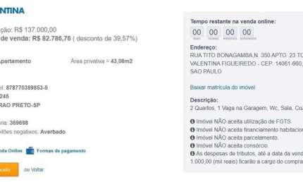 Apartamento para Venda em Ribeirão Preto, Valentina Figueiredo, 2 dormitórios, 1 banheiro, 1 vaga