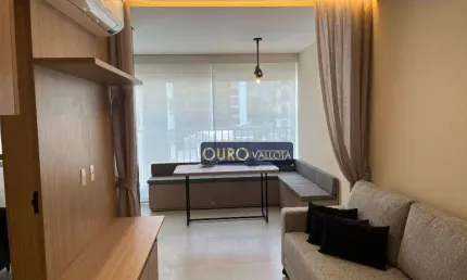 Apartamento locação com varanda, 1 dormitório, 1 vaga de garagem e em frente ao parque do ibirapuera