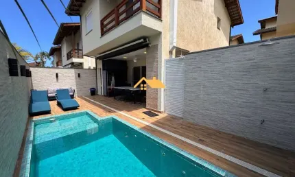 Casa no condomínio  Gamboa à venda em Juquehy, São Sebastião-SP: 3 quartos, 3 suítes, 2 salas, 3 banheiros, 2 vagas, 151m²