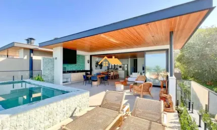 Luxuosa casa em condomínio para locação de temporada Juquehy, São Sebastião-SP: 4 quartos, 4 suítes, 3 salas, 4 banheiros, 3 vagas de garagem, 300m².