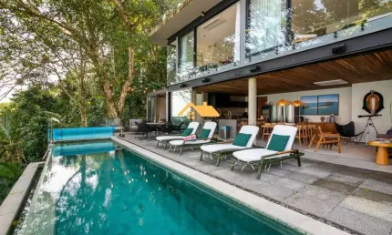 Frente ao mar: casa de luxo em condomínio com 4 quartos e 4 suítes na praia preta - são sebastião-sp