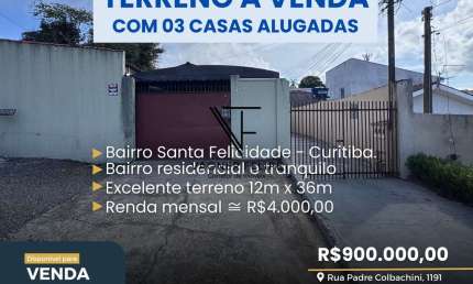 Terreno à venda na Rua Padre Colbacchini, Santa Felicidade, Curitiba