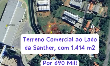 Terreno Comercial ao lado da Santher com 1.414 m2 (Rodovia Bragança/Socorro)