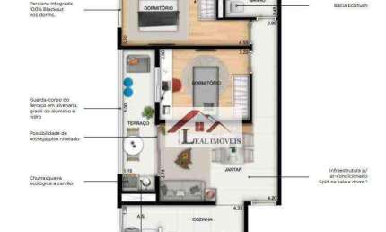 Apartamento para venda em Centro de 54.00m² com 2 Quartos e 1 Garagem
