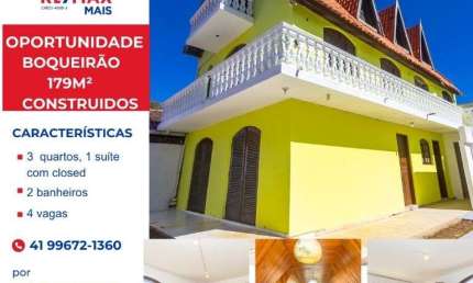 Sobrado para venda em Boqueirão de 179.00m² com 3 Quartos, 1 Suite e 3 Garagens