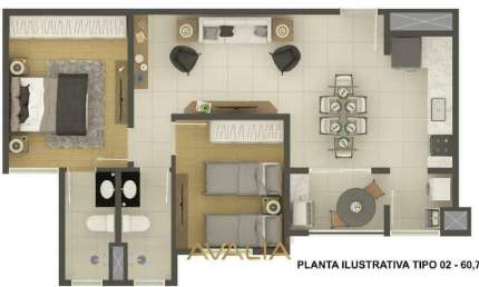 Apartamento para venda em Jardim Santiago de 60.79m² com 2 Quartos, 1 Suite e 2 Garagens
