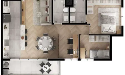 Apartamento para venda em Novo Mundo de 66.00m² com 2 Quartos, 1 Suite e 1 Garagem
