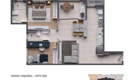 Apartamento para venda em Taquaral de 63.22m² com 2 Quartos, 1 Suite e 1 Garagem