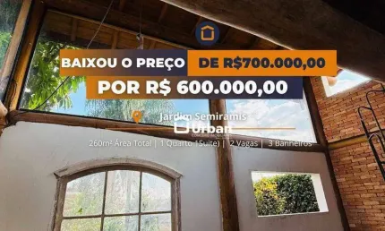 Casa para venda em jardim semiramis de 260.00m² com 1 quarto e 1 suite