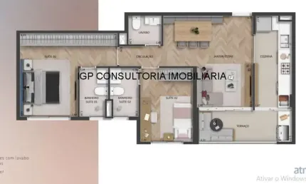Apartamento para venda em Centro de 67.00m² com 2 Quartos, 1 Suite e 2 Garagens