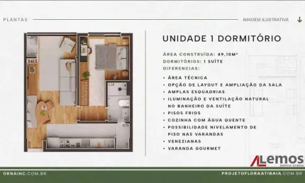 Apartamento com 1 dormitório à venda, no itapetininga - atibaia/sp