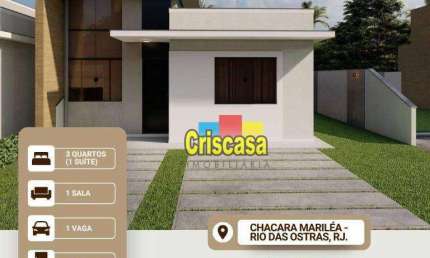Casa à venda, 77 m² por R$ 550.000,00 - Chácara Mariléa - Rio das Ostras/RJ