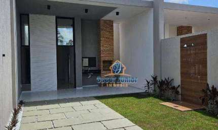 Casa Plana com Pé Direito Duplo, 3 Suítes (1 Reversível), 110 m² por R$ 430.000 - Guaribas - Eusébio/CE