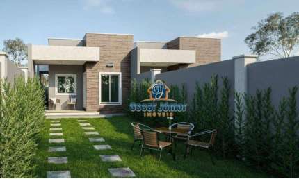 Casa Plana com PÉ DIREITO DUPLO, 3 Quartos (1 Suíte) + Wc Social, 99 m² por R$ 338.000 - Precabura - Eusébio/CE