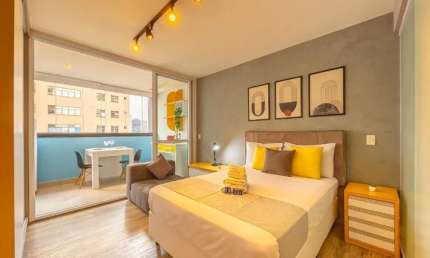 Studio 29m²  na Vila Olímpia todo Mobiliado  1 quarto - 1 banheiro - 1 Vaga