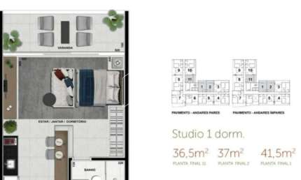 Apartamento com 1 quarto à venda na Rua das Ametistas, 10703, Jardim Maria Izabel, Marília