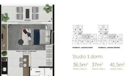 Apartamento com 1 quarto à venda na Rua das Ametistas, 10705, Jardim Maria Izabel, Marília