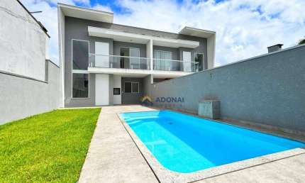 Sobrado Novo com Piscina, 4 dormitórios à venda, 143 m² por R$ 925.000 - Brejatuba - Guaratuba/PR