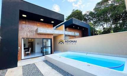 Casa Nova com Piscina, com 3 dormitórios à venda, 69 m² por R$ 550.000 - Eliana - Guaratuba/PR