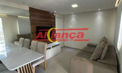 APARTAMENTO MOBILIADO PARA ALUGAR COM 66M², 03 QUARTOS, SUÍTE, 01 VAGA, GUARULHOS/SP POR R$ 3.500,00