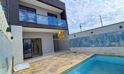 Sobrado alto padrão 3 quartos sendo 1 suíte, espaço gourmet e espaçoso fundos com piscina no Eucaliptos Fazenda Rio Grande