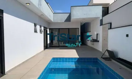 Ca0120 - casa nova terrea com piscina em condominio fechado com lazer completo - at. 300m² - ac. 177m² - park gran reserve indaiatuba sp