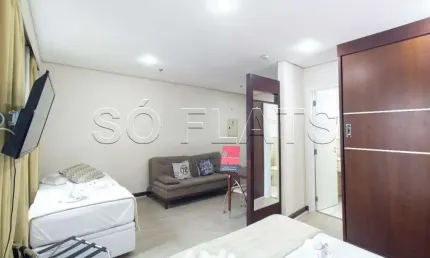 Flat Transamérica Nações Unidas disponível para venda com 28m², 01 dormitório e 01 vaga de garagem