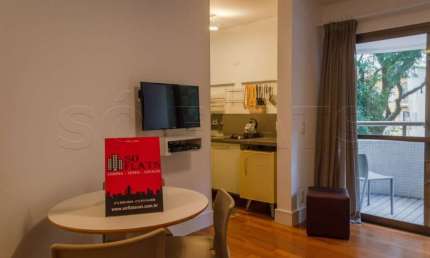Flat Paulista Wall Street com 55m², 1 dorm e 1 vaga disponível locação no Jardins