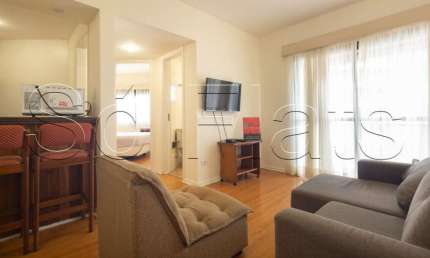 Flat na Vila Nova Conceição próximo da Avenida Santo Amaro disponível locação.