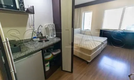 Flat disponível para locação com 28m², 1 dormitório e 1 vaga.