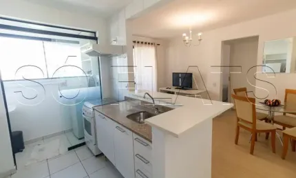 Flat no Espaço Alpha disponível para locação com 55m² e 1 dormitório e 1 vaga de garagem.