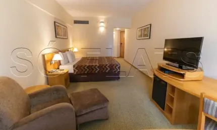 Flat no Sol Alphaville 36m², 1 dormitório e 1 vaga de garagem disponível para locação.