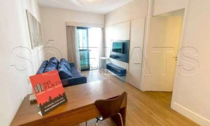 Flat com boa localização disponível para locação, em uma rua tranquila no coração do Itaim Bibi.