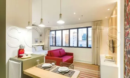 Flat Transamerica Jardins disponível para venda com 28m², 01 dorm e 01 vaga de garagem