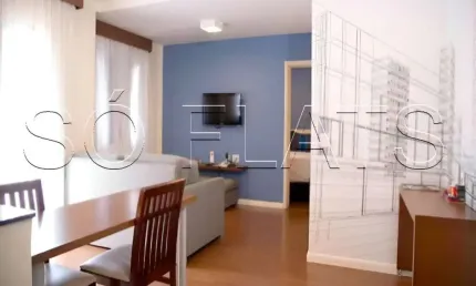 Flat totalmente mobiliado disponível para venda com 43m², 01 dorm e 01 vaga