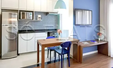 Flat totalmente mobialido disponível para venda com 43m², 01 dorm e 01 vaga