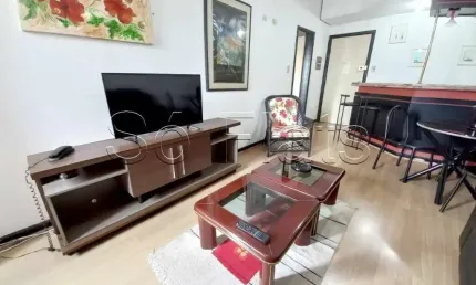 Flat disponível para locação com 1 dormitório, com com serviços, decorado no centro de Alphaville.