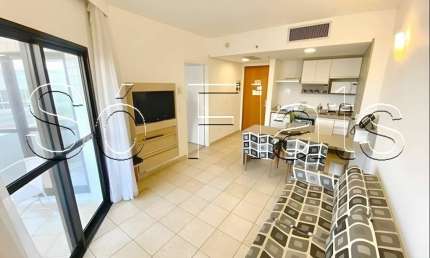 Flat em Santos disponível para locação com 47m², 01 dormitório e 01 vaga de garagem.