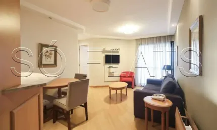 Flat no Estanconfor Moema com 2 dormitórios disponível locação próX da Av dos Bandeirantes.