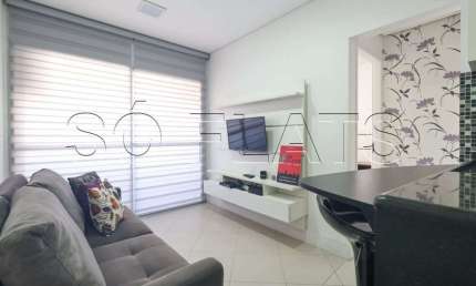 Apto no Moema Top Life contendo 36m², 1 dormitório e 1 vaga, disponível para locação.