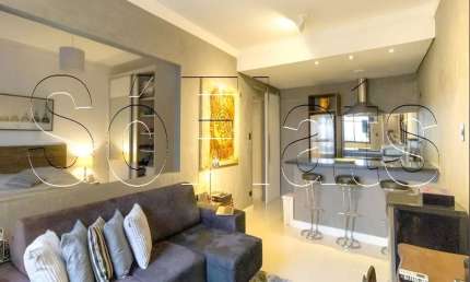 Apto no Le Bougainville com 57m², 1 dorm e 1 vaga de garagem, disponível locação em Alphaville.