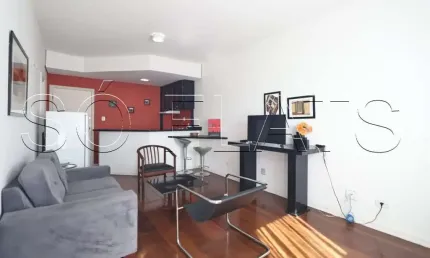 Apto no Le Bougainville com 57m², 1 dorm e 1 vaga de garagem, disponível locação em Alphaville.