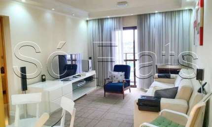 Apto no Saint Moritz totalmente mobiliado com 64m², 2 dormitórios e 1 vaga, disponível para locação.
