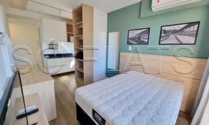 Apto disponível para locação na região Central de SP totalmente mobiliado contendo 24m² e 1 dorm.