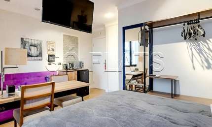Apto no Nobile Hotels, disponível para locação com  25m² 1 dormitório e 1 vaga de garagem.
