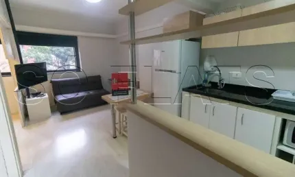Flat no jardins mobiliado com 1x drmitório, internet, luz vaga de garagem e lavanderia coletiva.