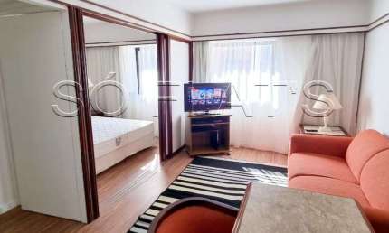 Localizado no Jardins Flat 1 Suíte 1 Vaga de Garagem 28m² mobiliado com serviços e lavanderia.